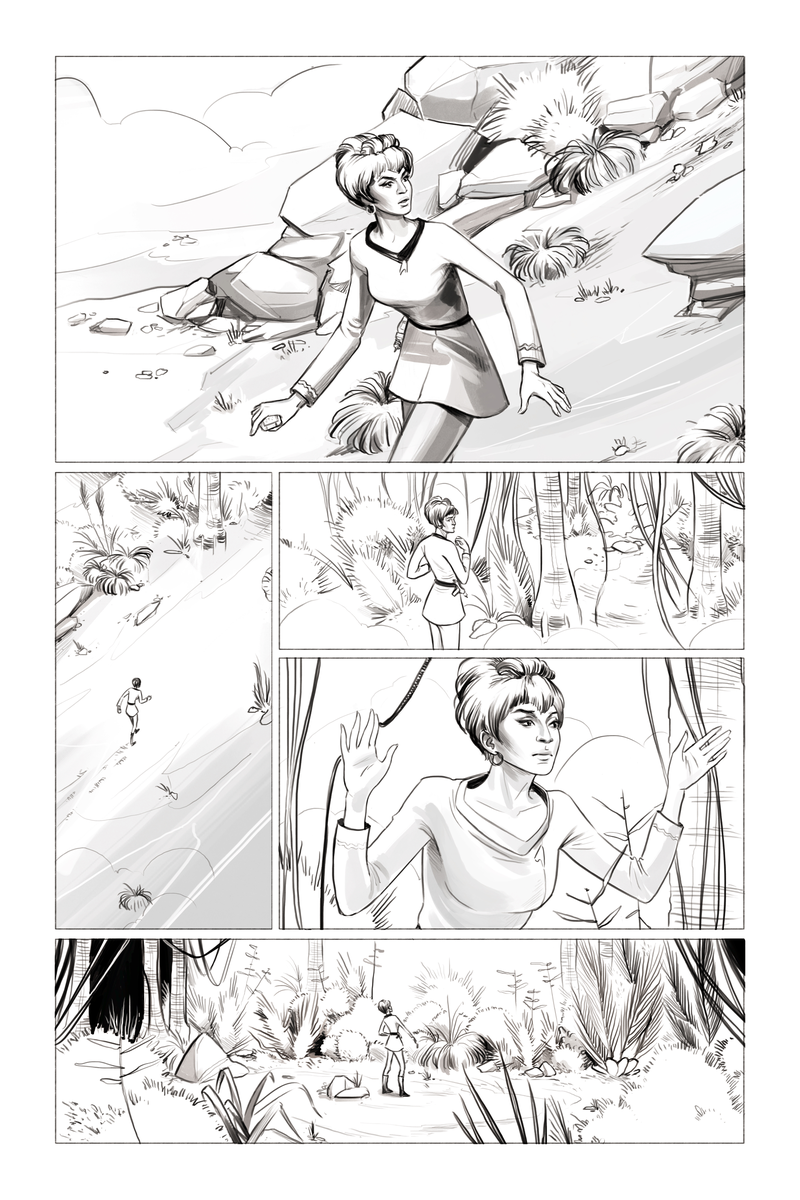 Star Trek Waypoint #1 uncolored art by Sandra Lanz